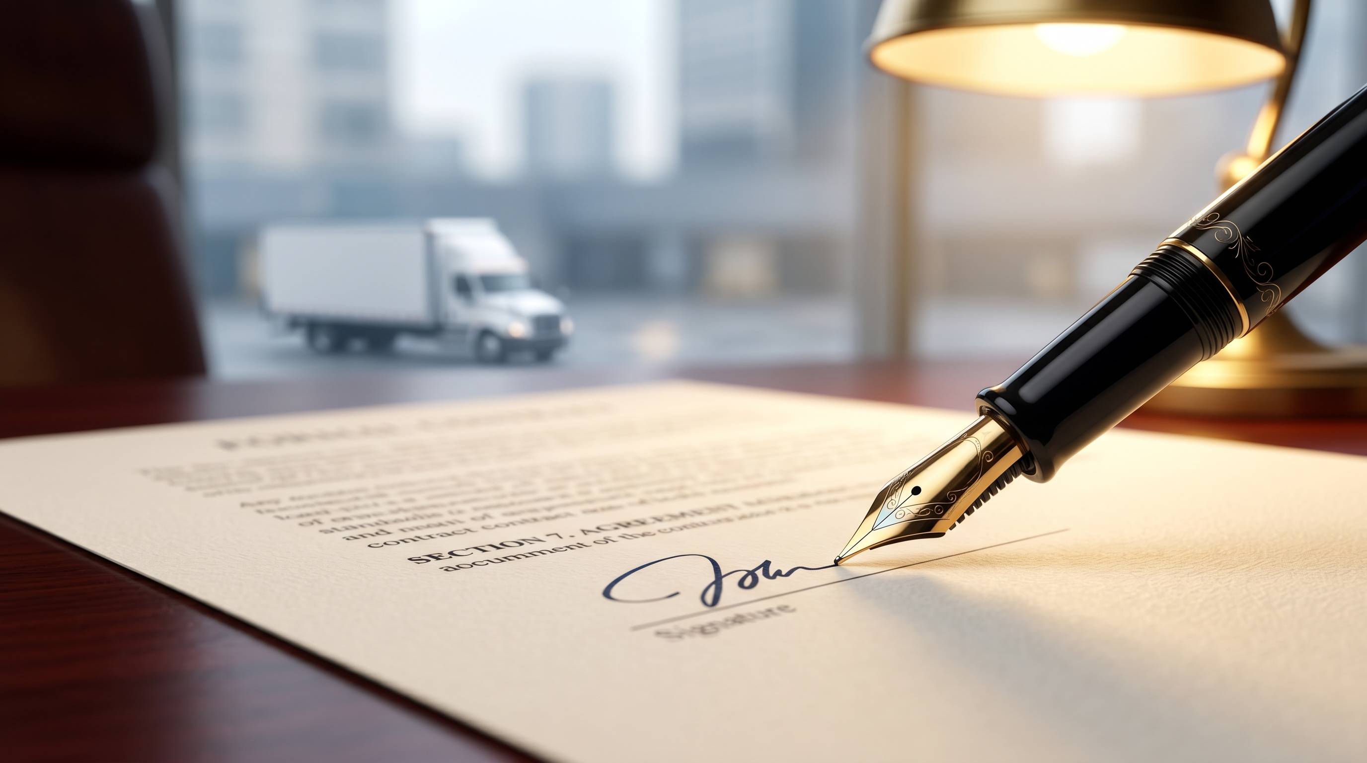 Contract signing with truck visible in background — direct CE recruitment